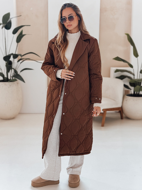 Płaszcz damski pikowany długi TRENDIFY brązowy Dstreet TY4939