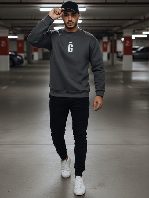 Bluza męska z nadrukiem grafitowa Dstreet BX5921