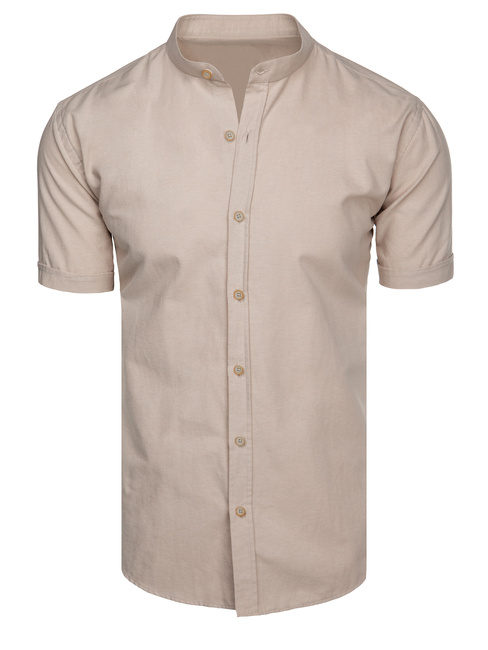 Koszula męska z krótkim rękawem beżowa Dstreet KX1050