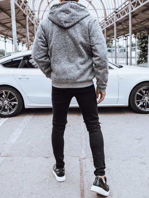 Rozpinana bluza męska ocieplana jasnoszara Dstreet BX5596