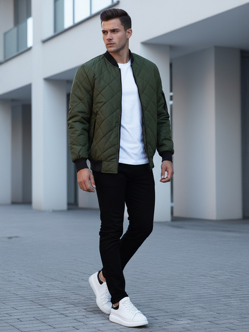 Kurtka męska pikowana bomber jacket zielona TX2216