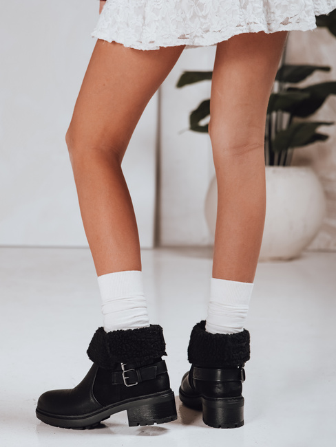 Botki damskie z kożuszkiem czarne Dstreet ZY1250