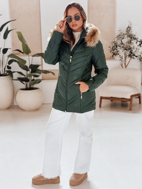Kurtka zimowa damska pikowana SOLARIS zielona Dstreet TY4008
