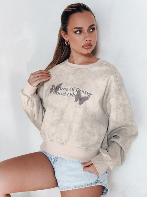 Bluza damska oversize tie-dye w motyle SPARKI szara Dstreet BY1406