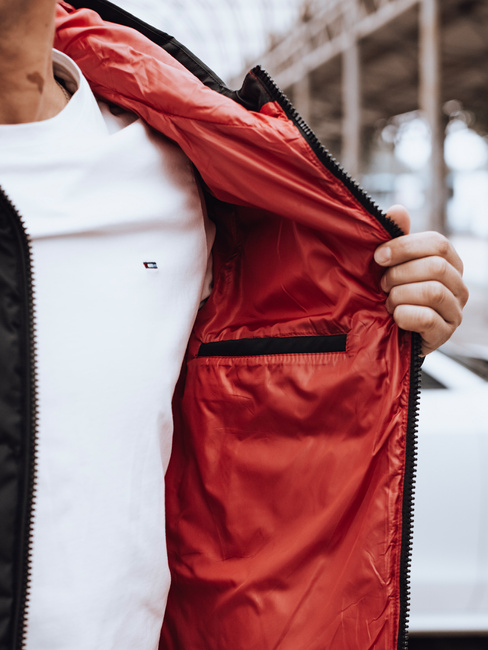 Kurtka męska zimowa pikowana z kapturem czarna Dstreet TX4894