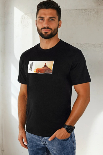 Koszulka męska z nadrukiem czarna Dstreet RX5485