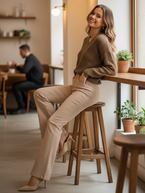 Sweter damski MONAVIA beżowy Dstreet MY2405