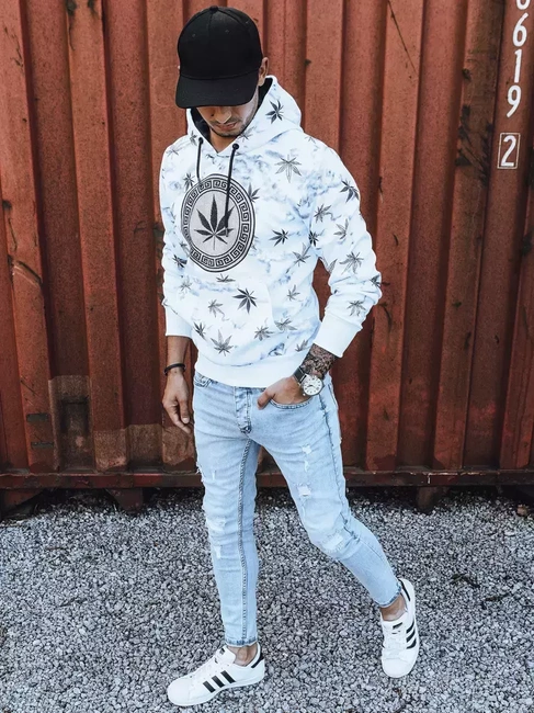 Bluza męska z nadrukiem biała Dstreet BX5323