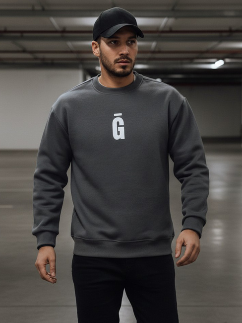 Bluza męska z nadrukiem grafitowa Dstreet BX5921