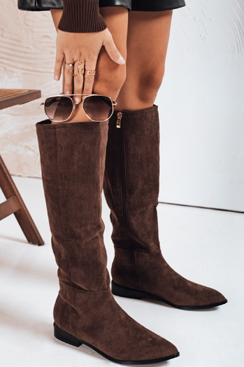 Kozaki damskie zamszowe brązowe Dstreet ZY1192