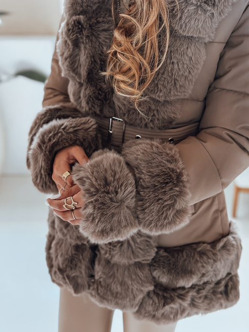 Kurtka damska zimowa CITYGLANCE z futerkiem brązowa Dstreet TY5048