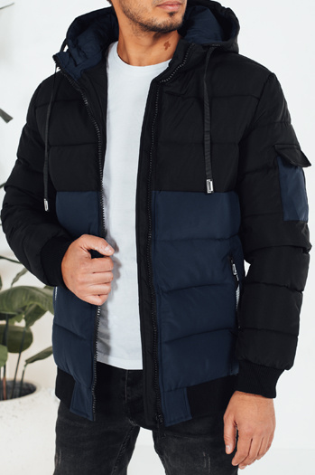 Kurtka męska zimowa z kapturem granatowo-czarna Dstreet TX5098