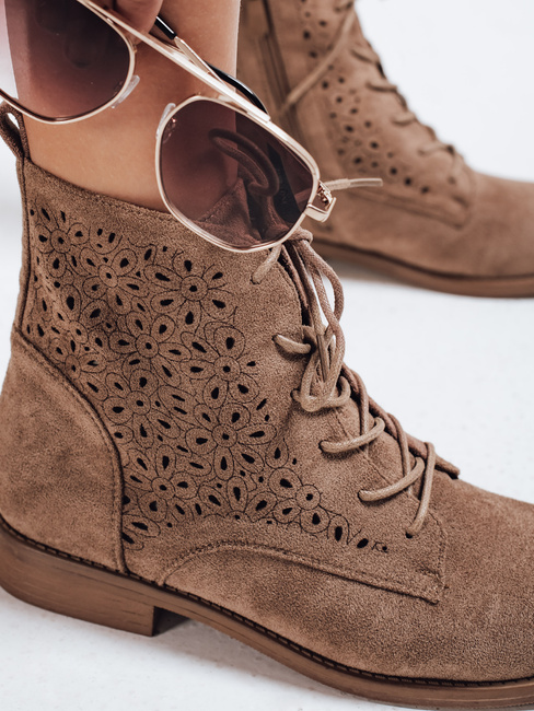 Botki ażurowe damskie coffee Dstreet ZY1151