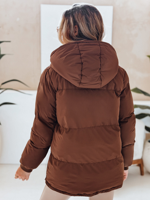 Kurtka damska MISSFROST pikowana z kapturem brązowa Dstreet TY4959