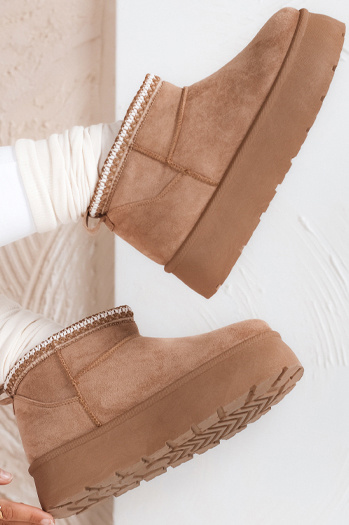 Śniegowce damskie na platformie beżowe Dstreet ZY1054