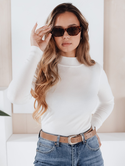 Damski sweter półgolf TARLENA biały Dstreet MY2485