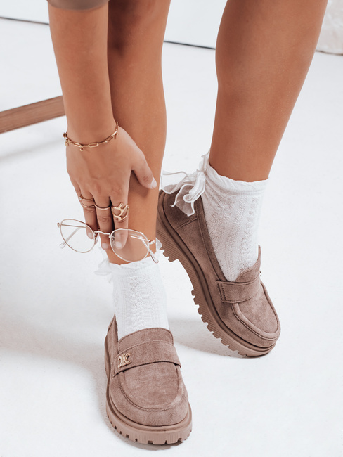 Mokasyny damskie zmaszowe beżowe Dstreet ZY1132