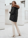 Kurtka zimowa damska LUMORE pikowana z kapturem czarna Dstreet TY5015