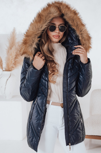 Kurtka zimowa damska pikowana SOLARIS granatowa Dstreet TY4009