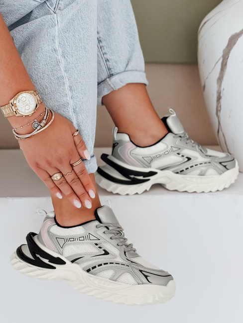Sportowe sneakersy damskie srebrne Dstreet ZY1007