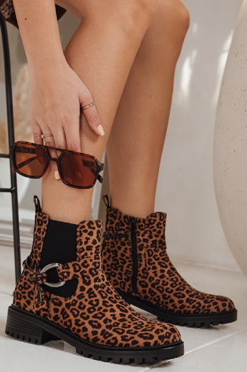 Botki damskie zamszowe w panterkę Dstreet ZY1261