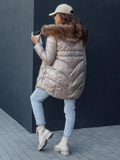 Kurtka zimowa damska z kapturem WINTERCHIC kamelowa Dstreet TY4438_5