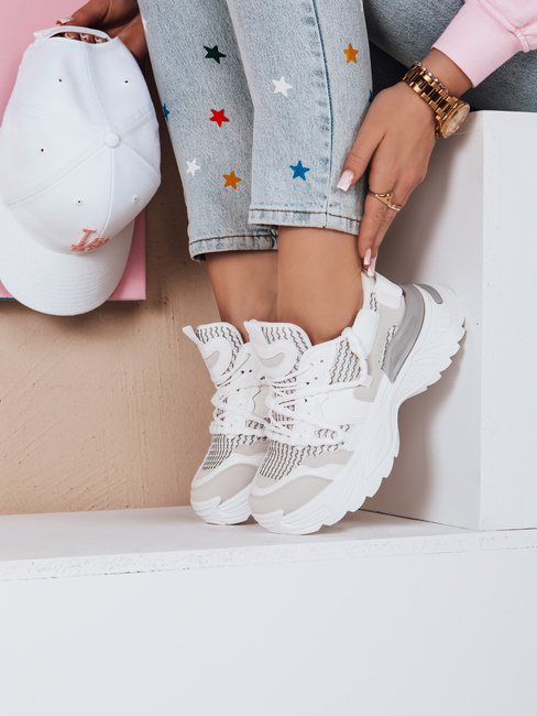 Sneakersy damskie na wysokiej platformie BEASTAR beżowe Dstreet ZY0850