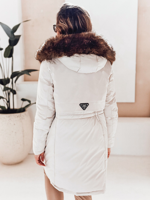 Kurtka zimowa damska parka z kapturem jasnobeżowa Dstreet TY5083