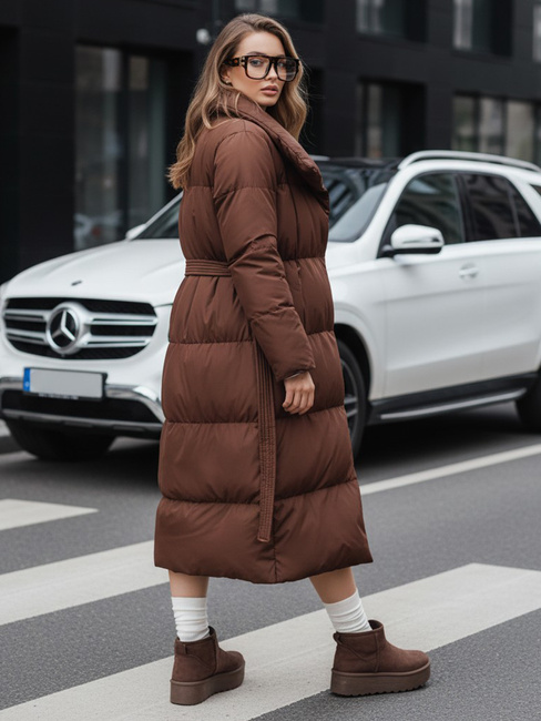 Płaszcz damski długi pikowany FAVI brązowy Dstreet TY4962