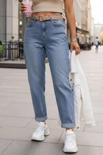 Spodnie damskie jeansowe baggy z paskiem Dstreet UY2887