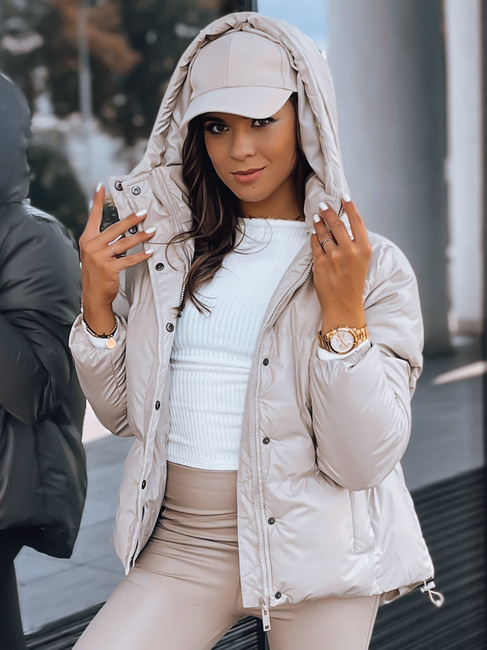 Kurtka przejściowa skórzana damska COLLAR beżowa Dstreet TY3763