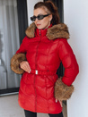 Kurtka damska zimowa pikowana z kapturem czerwona Dstreet TY5321