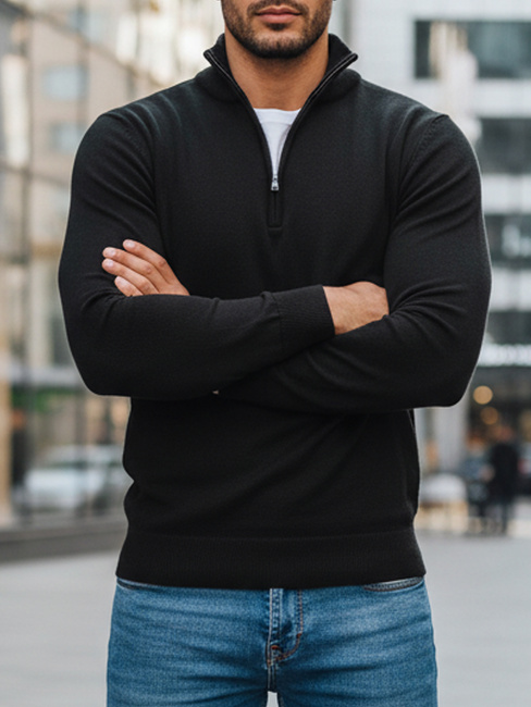 Sweter męski czarny Dstreet WX1894