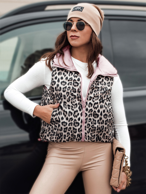 Kamizelka damska LEOVELLA przejściowa krótka pikowana dwustronna różowa Dstreet TY5492