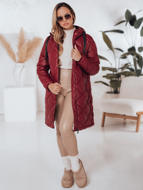Kurtka zimowa damska SNOWVIBE bordowa pikowana Dstreet TY4996