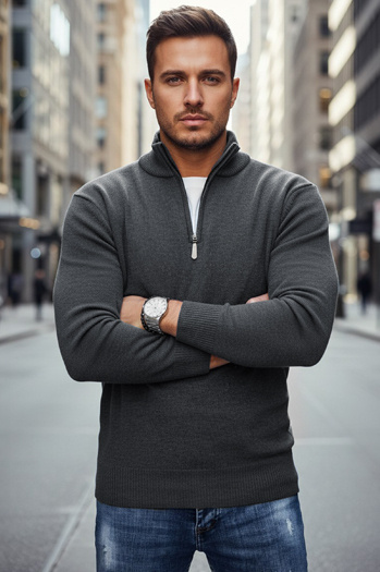 Sweter męski jasnoszary Dstreet WX2339