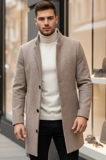 Płaszcz męski jednorzędowy brązowy Dstreet CX0442