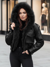 Kurtka skórzana damska z futerkiem SOFTREBEL czarna Dstreet TY4762z