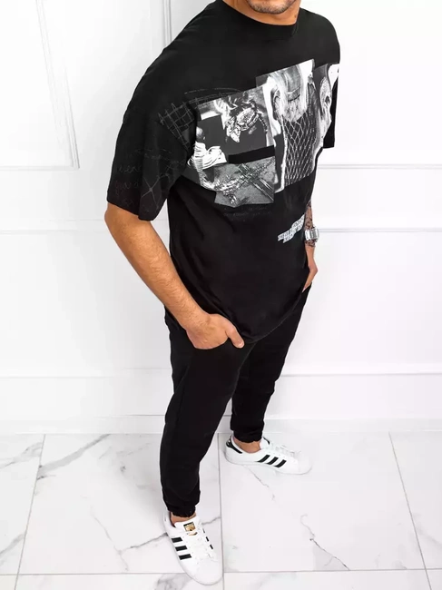 T-shirt męski z nadrukiem czarny Dstreet RX4845