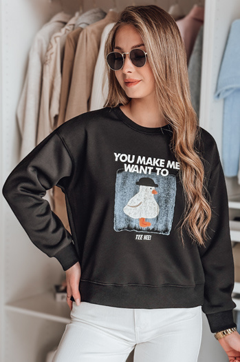 Bluza damska oversize z nadrukiem GOOSHY czarna Dstreet BY1429