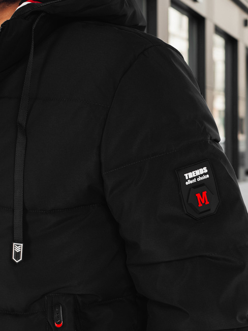 Kurtka męska zimowa z kapturem czarna Dstreet TX5087z