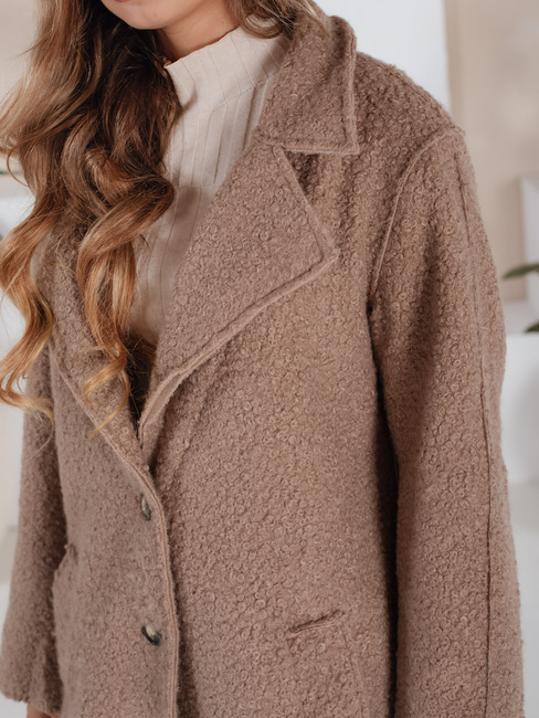 Długi płaszcz damski typu baranek beżowy Dstreet NY0753