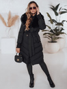 Kurtka zimowa damska pikowana z futerkiem czarna Dstreet TY5076