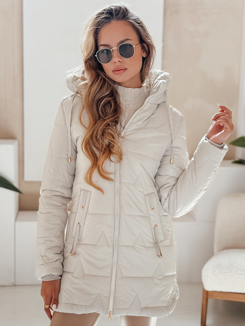 Kurtka zimowa damska pikowana z kapturem jasnoszara Dstreet TY5092