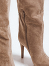 Kozaki damskie na obcasie zamszowe beżowe Dstreet ZY1113