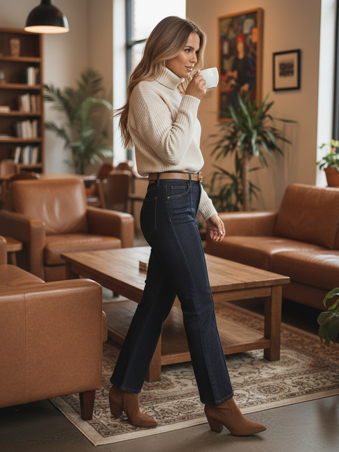 Spodnie damskie jeansowe straight leg CLASSIFIT granatowe Dstreet UY2665