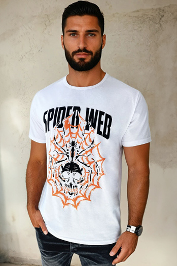 T-shirt męski z nadrukiem biały Dstreet RX5263