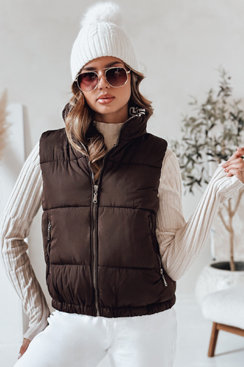 Kamizelka damska pikowana URBANELLE brązowa Dstreet TY4970