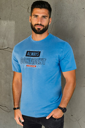 Koszulka męska z nadrukiem niebieska Dstreet RX5408