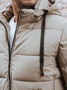 Kurtka męska zimowa pikowana z kapturem jasnobeżowa Dstreet TX5063